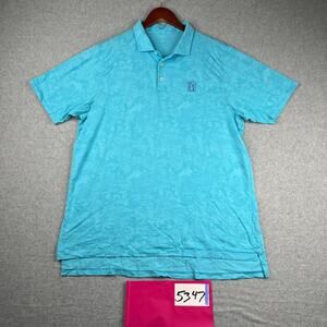 B Draddy Polo Shirt Large Blue Camo Lightweight PGA Tour Mens